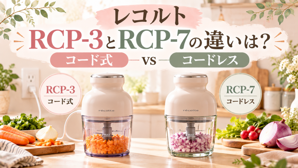 レコルトのrcp-3とrcp-7の違いに悩む人必見！コードレスかコード式か